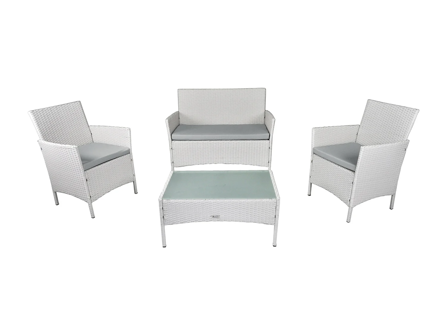 Salotto da giardino in rattan, set di divani da esterno in polyrattan bianco