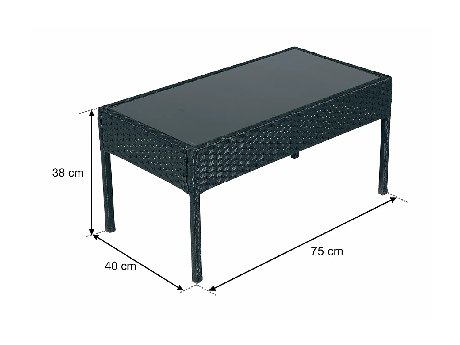 Salotto da giardino in rattan, set in polyrattan da esterno nero