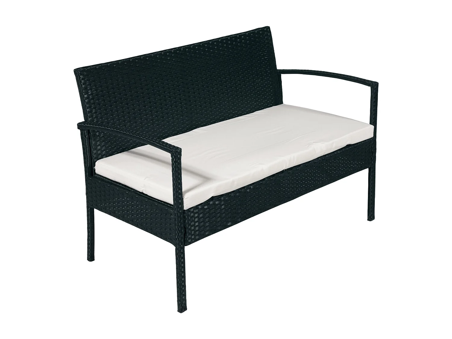 Salotto da giardino in rattan, set in polyrattan da esterno nero