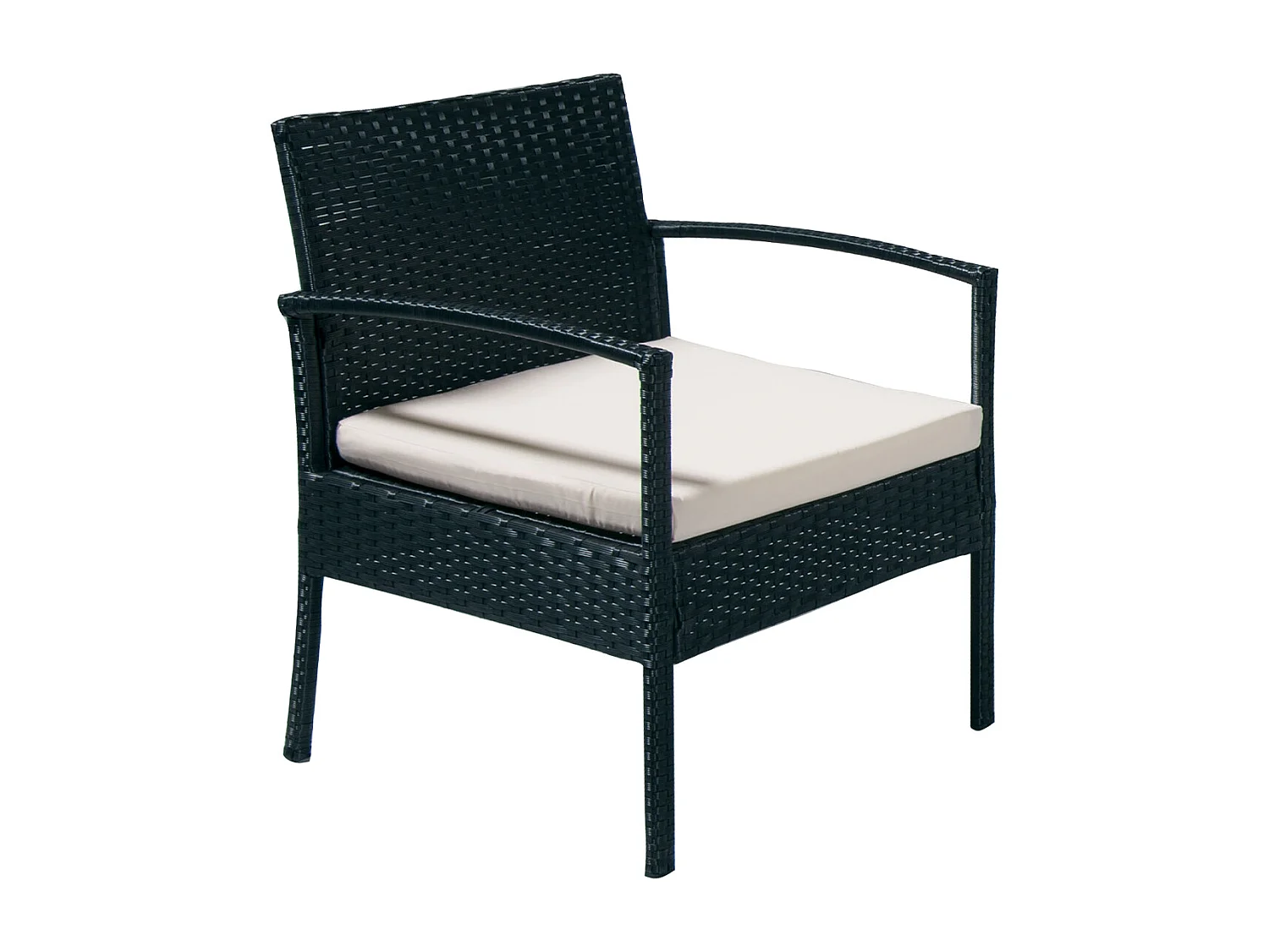 Salotto da giardino in rattan, set in polyrattan da esterno nero