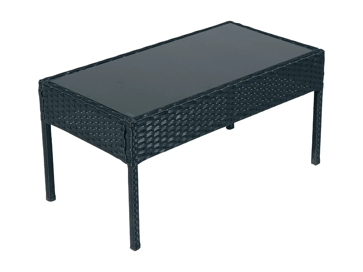 Salotto da giardino in rattan, set in polyrattan da esterno nero