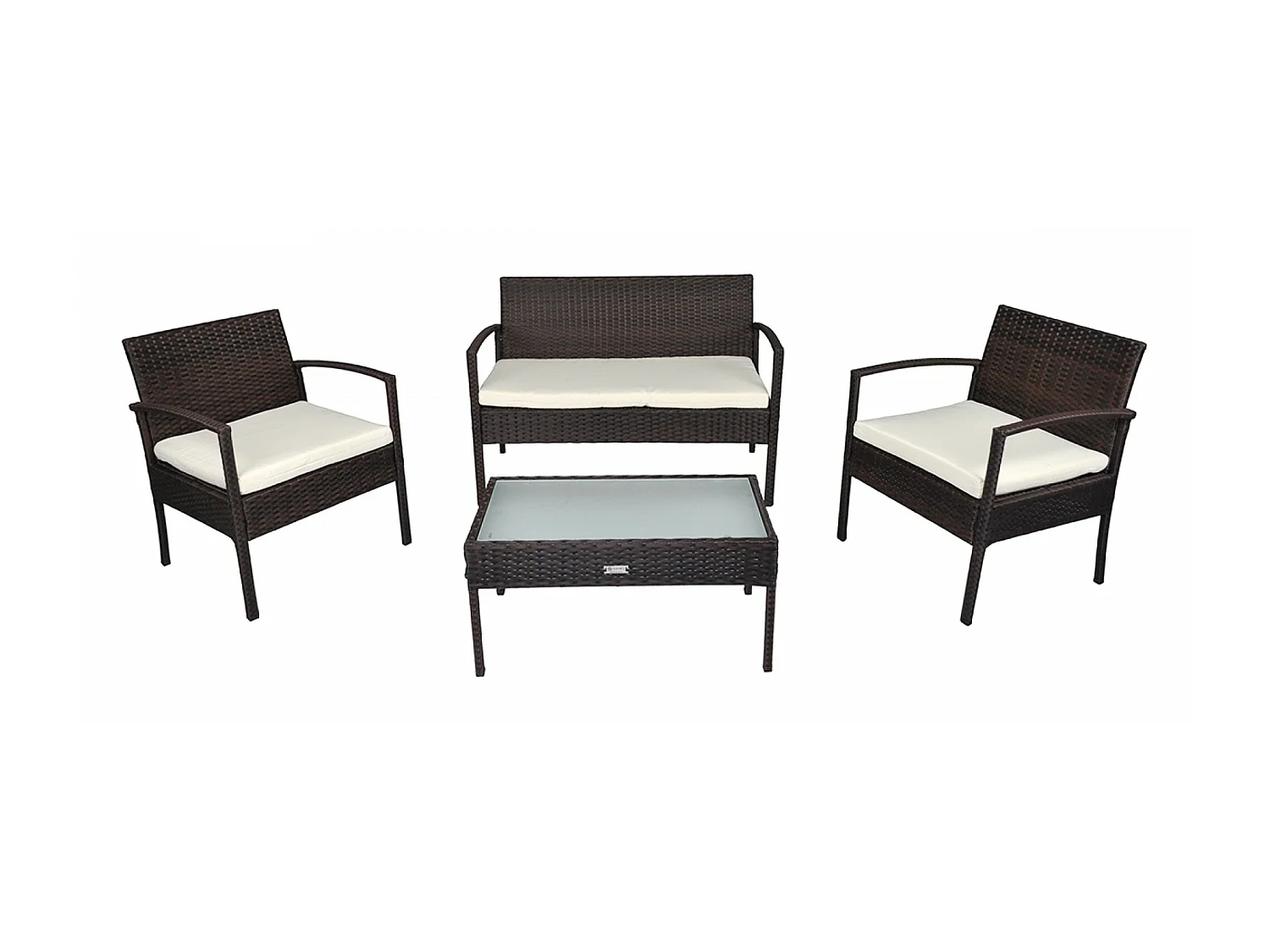 Salotto da giardino in rattan, set in polyrattan da esterno marrone