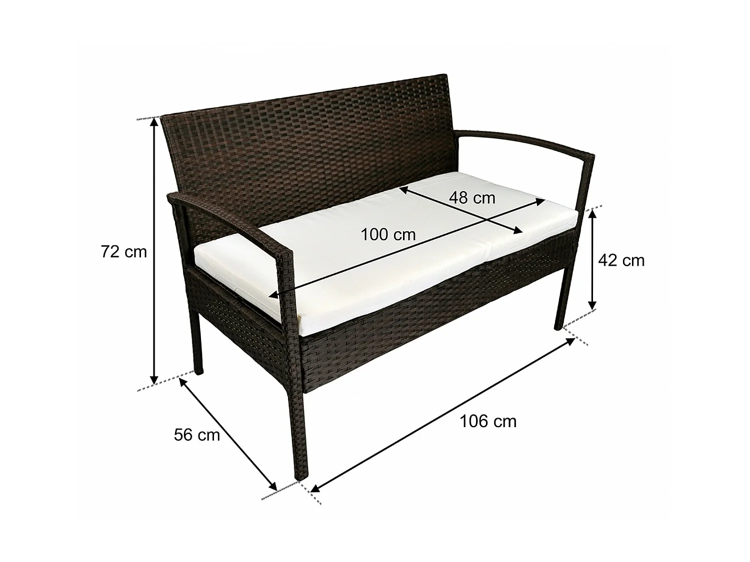 Salotto da giardino in rattan, set in polyrattan da esterno marrone