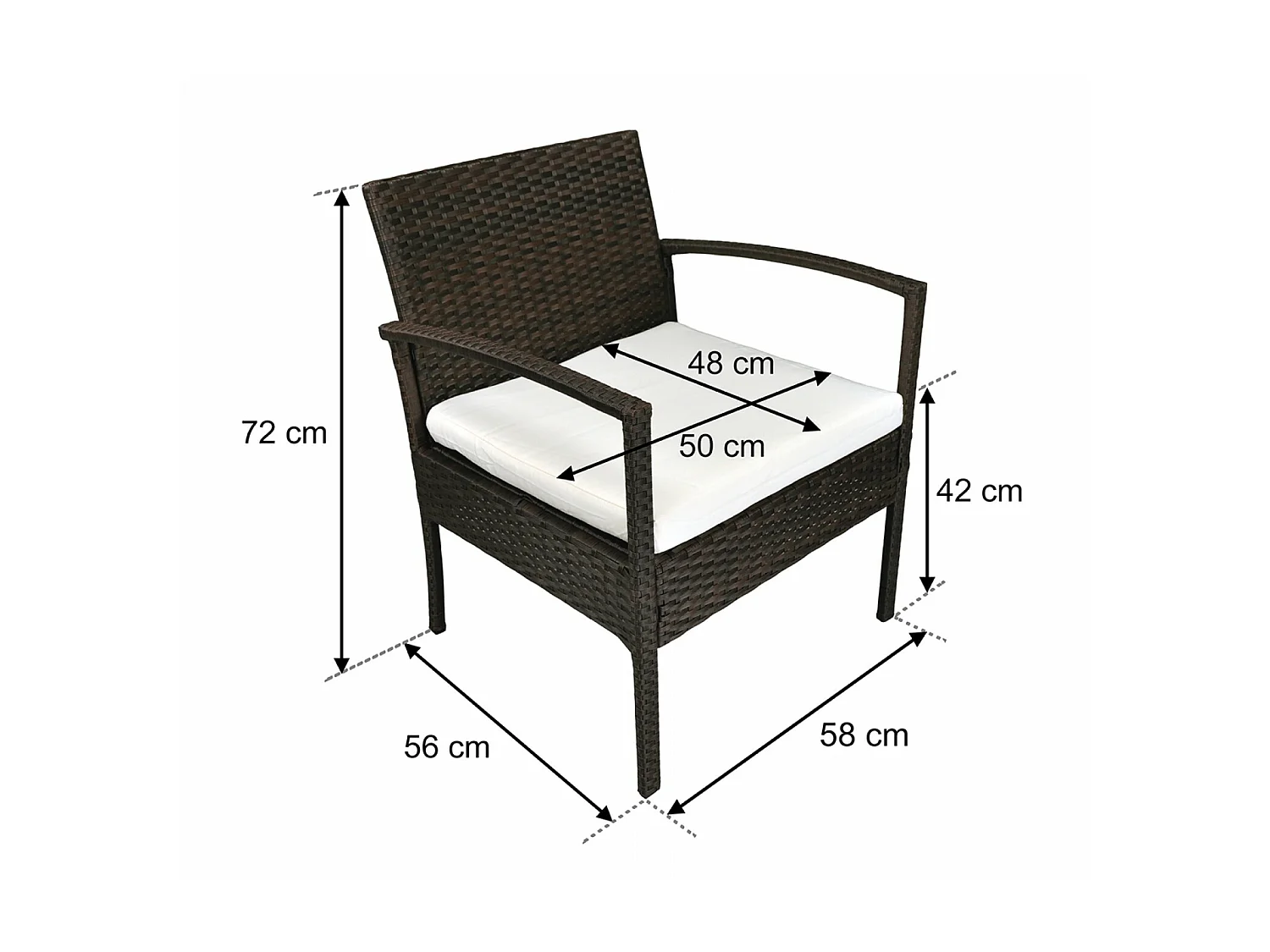 Salotto da giardino in rattan, set in polyrattan da esterno marrone