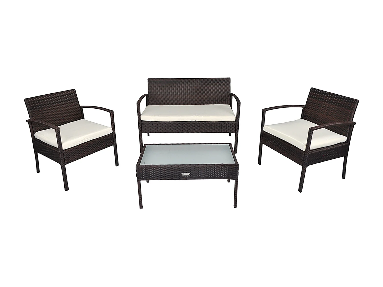 Salotto da giardino in rattan, set in polyrattan da esterno marrone