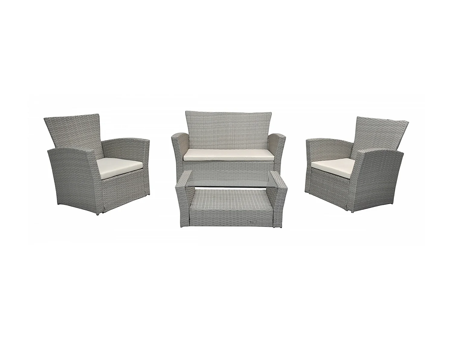 Salotto da giardino in rattan, set di divani da esterno in polyrattan tortora