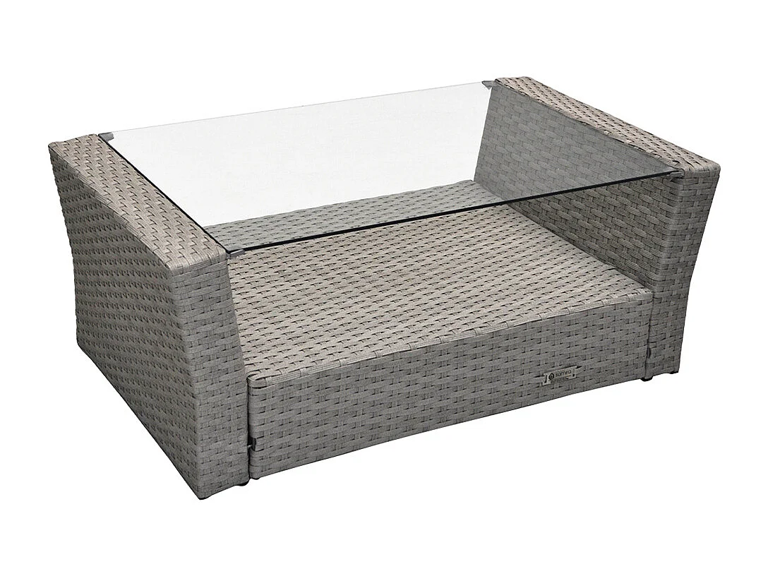 Salotto da giardino in rattan, set di divani da esterno in polyrattan tortora mod.Aurora