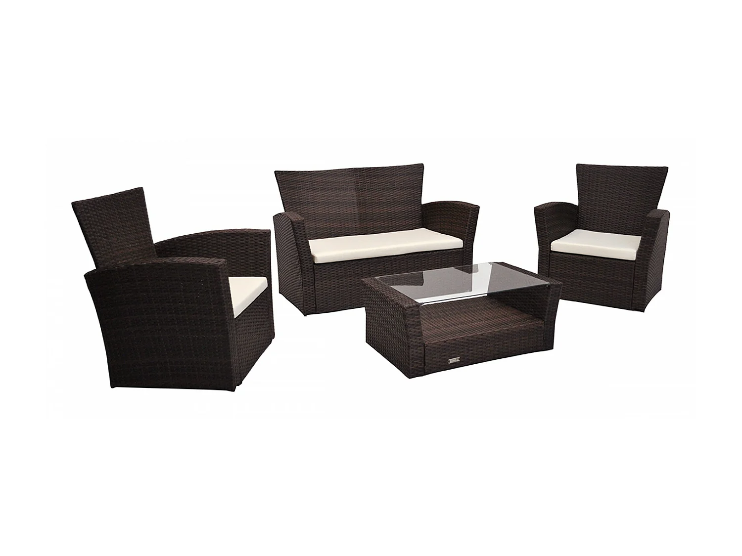 Salotto da giardino in rattan, set di divani da esterno in polyrattan marrone