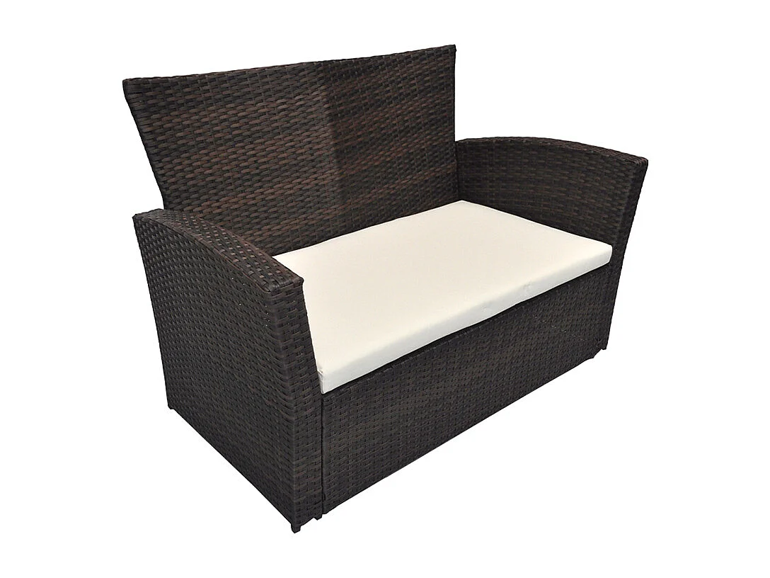 Salotto da giardino in rattan, set di divani da esterno in polyrattan marrone mod.Aurora