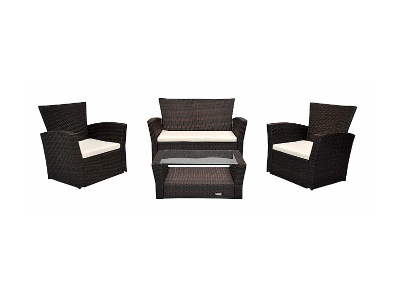 Salotto da giardino in rattan, set di divani da esterno in polyrattan marrone