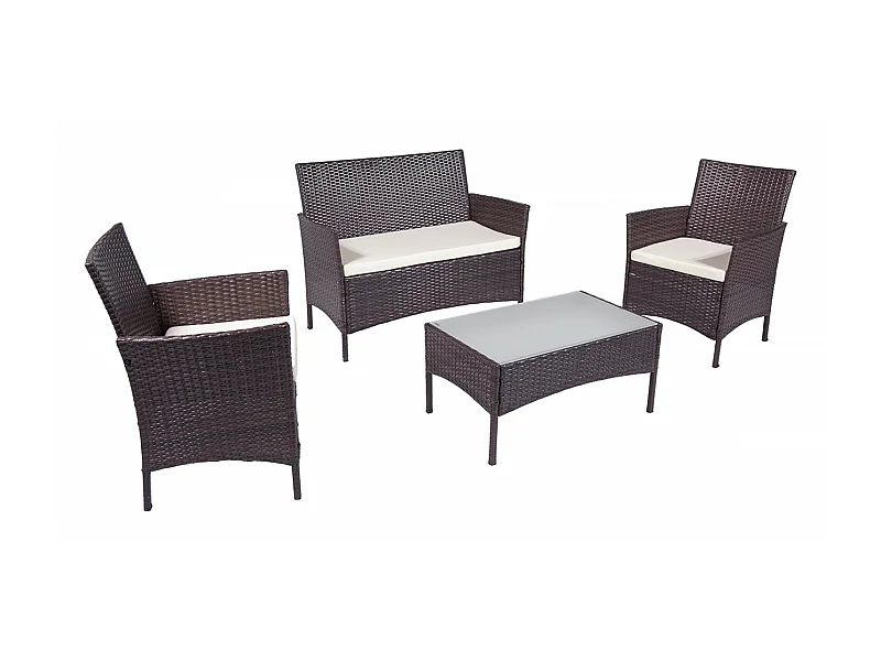 Salotto da giardino in rattan, set di divani da esterno in polyrattan marrone