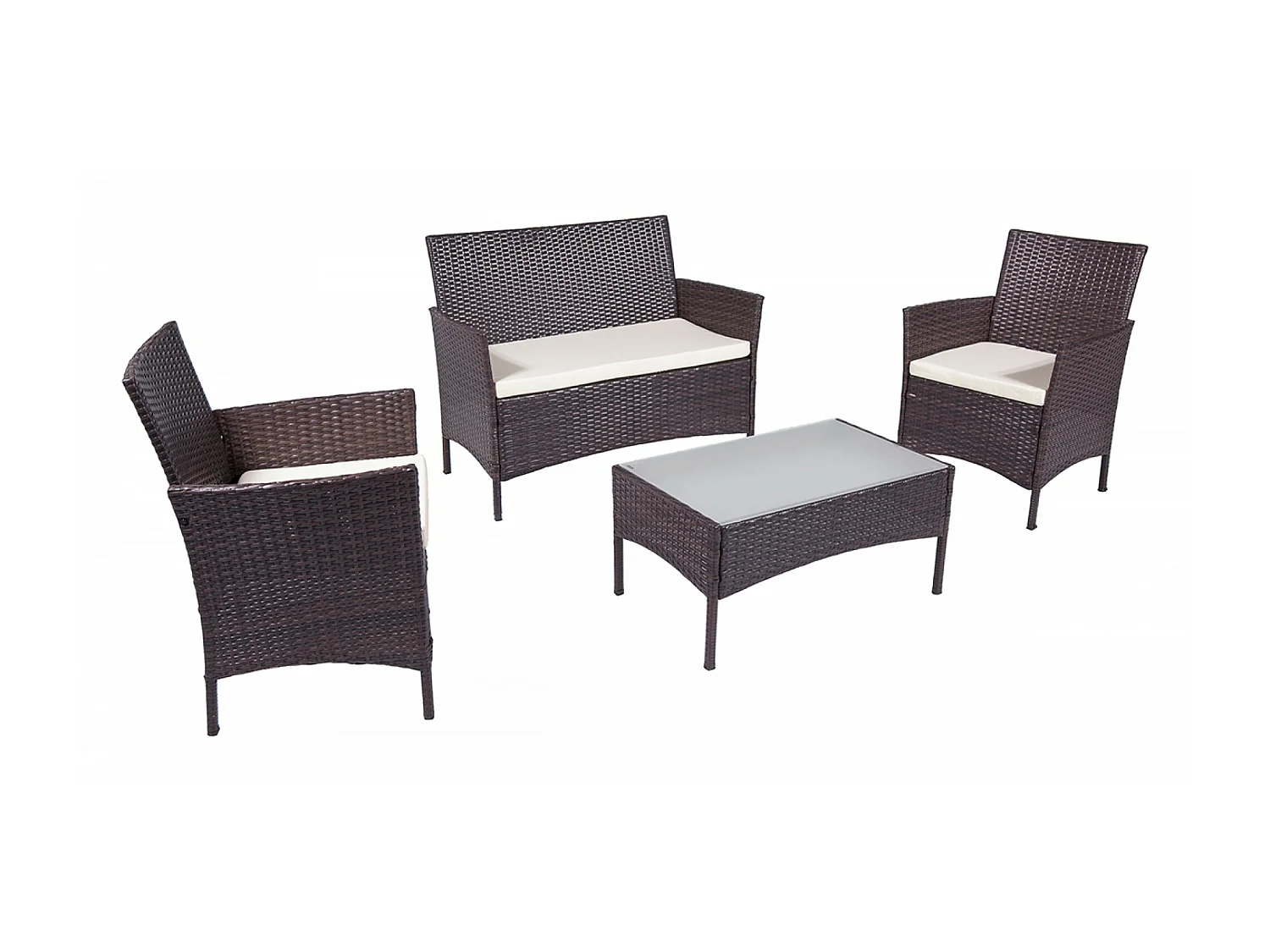 Salotto da giardino in rattan, set di divani da esterno in polyrattan marrone