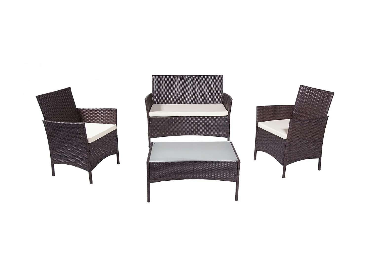 Salotto da giardino in rattan, set di divani da esterno in polyrattan marrone