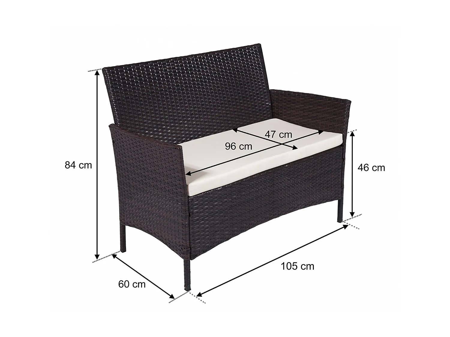 Salotto da giardino in rattan, set di divani da esterno in polyrattan marrone