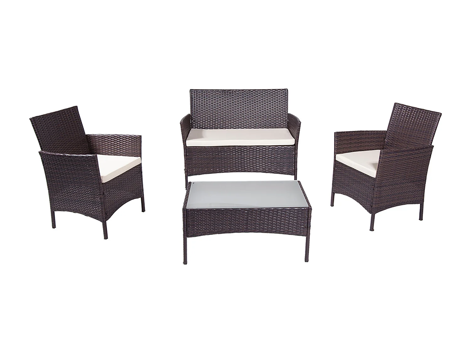Salotto da giardino in rattan, set di divani da esterno in polyrattan marrone