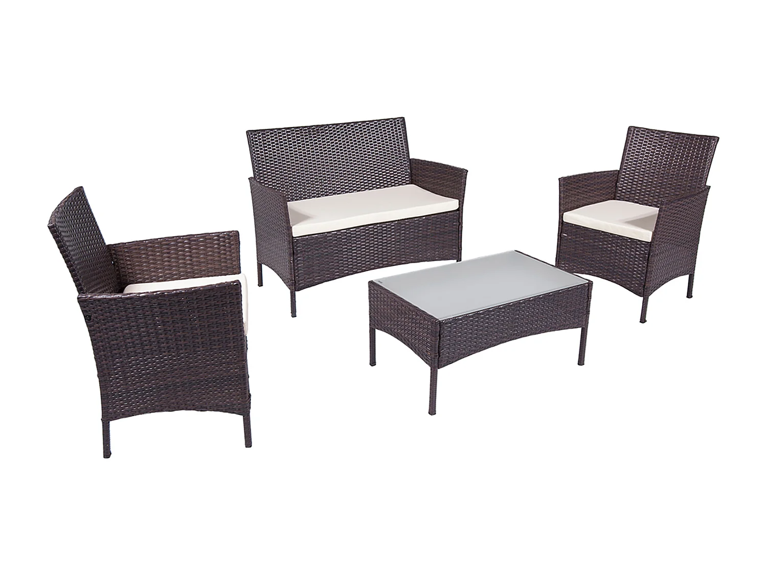 Salotto da giardino in rattan, set di divani da esterno in polyrattan marrone
