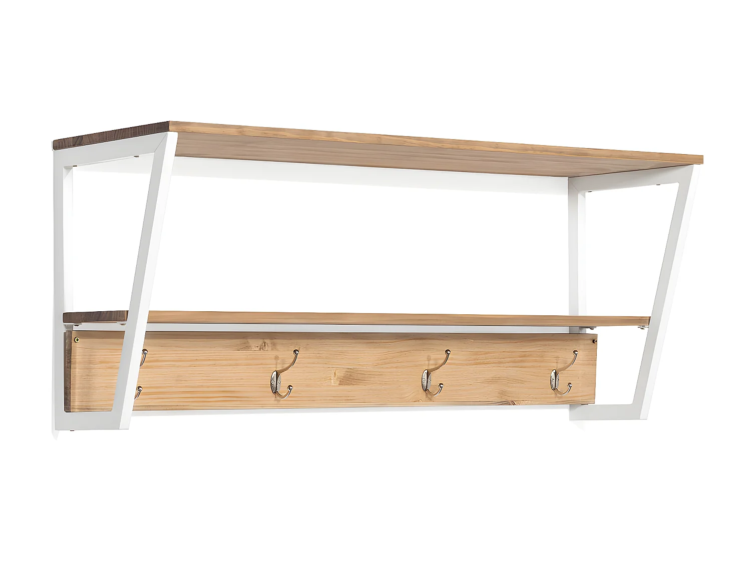 Étagère polygonal portemanteau 100x35x47 Blanc  2 supports industriel