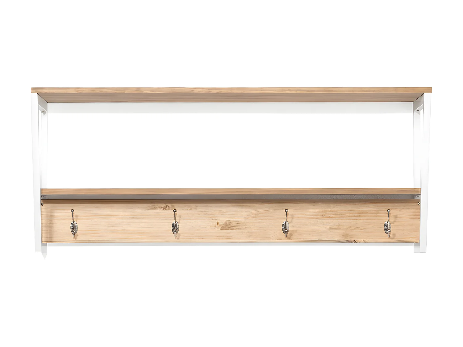 Étagère polygonal portemanteau 100x35x47 Blanc  2 supports industriel