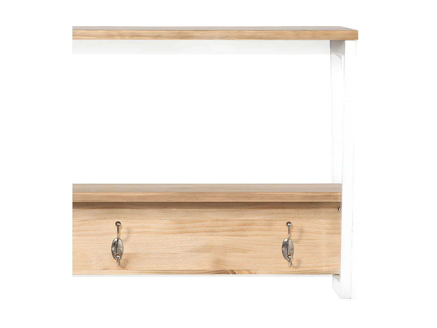 Étagère polygonal portemanteau 140x35x47 Blanc  2 supports industriel