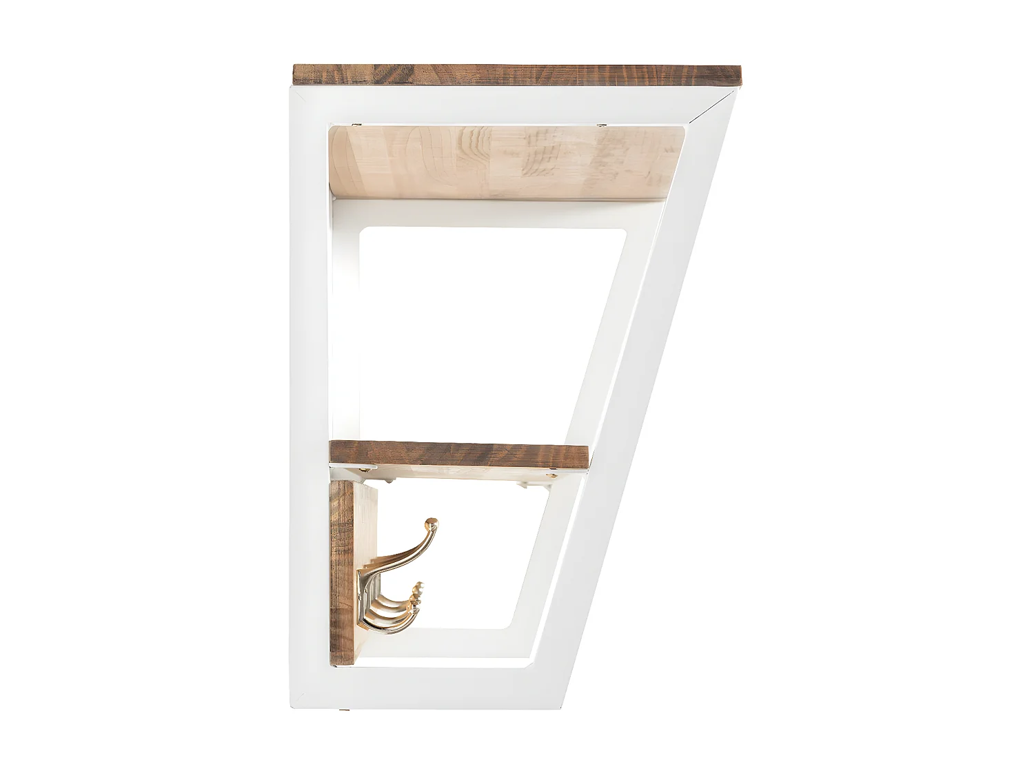 Étagère polygonal portemanteau 140x35x47 Blanc  2 supports industriel