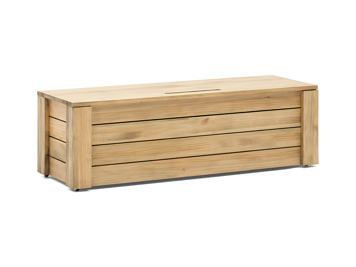 Coffre rangement avec couvercle et roues  ECO 40x120x37  Pin vieilli