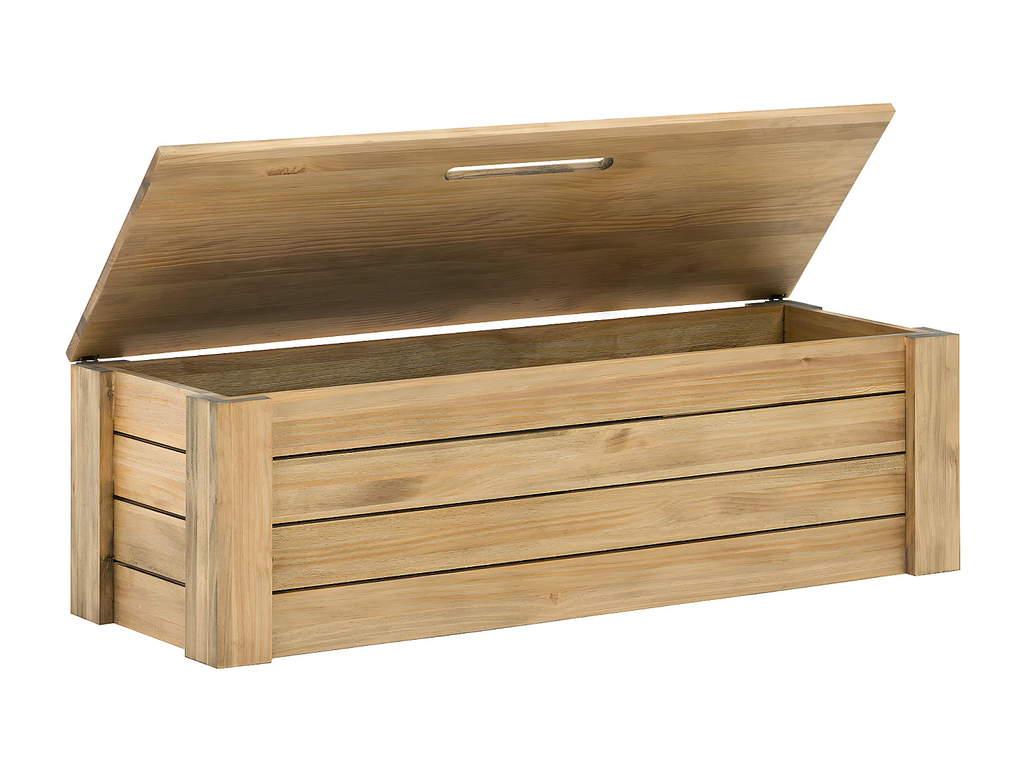 Baúl Pie de Cama ECO 40x120x37cm con tapa madera maciza de pino acabado vintage