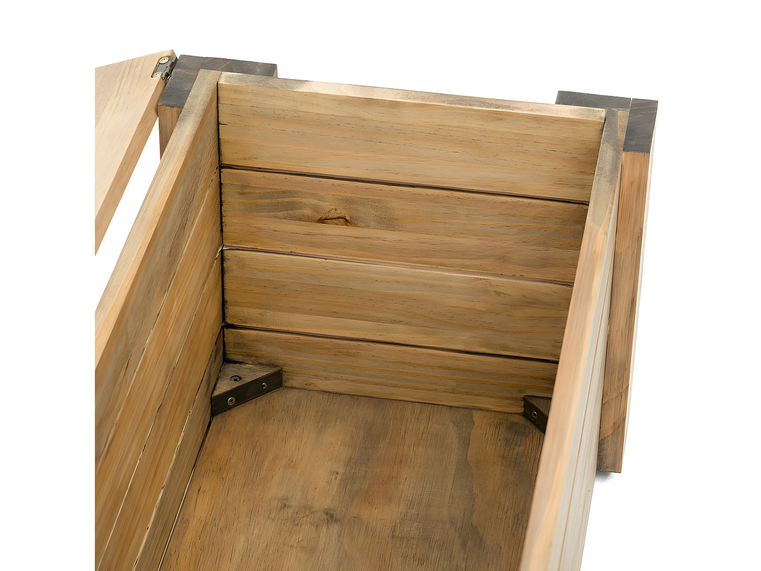 Baúl Pie de Cama ECO 40x120x37cm con tapa madera maciza de pino acabado vintage