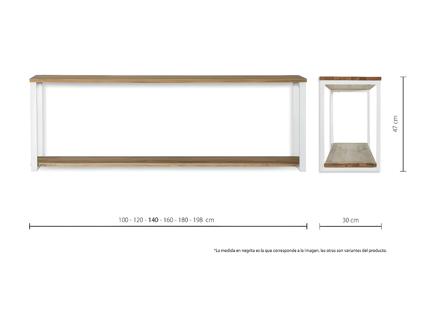 Estante iCub 2 prateleiras 30mm Industrial Vintage  30x100x48 Branco