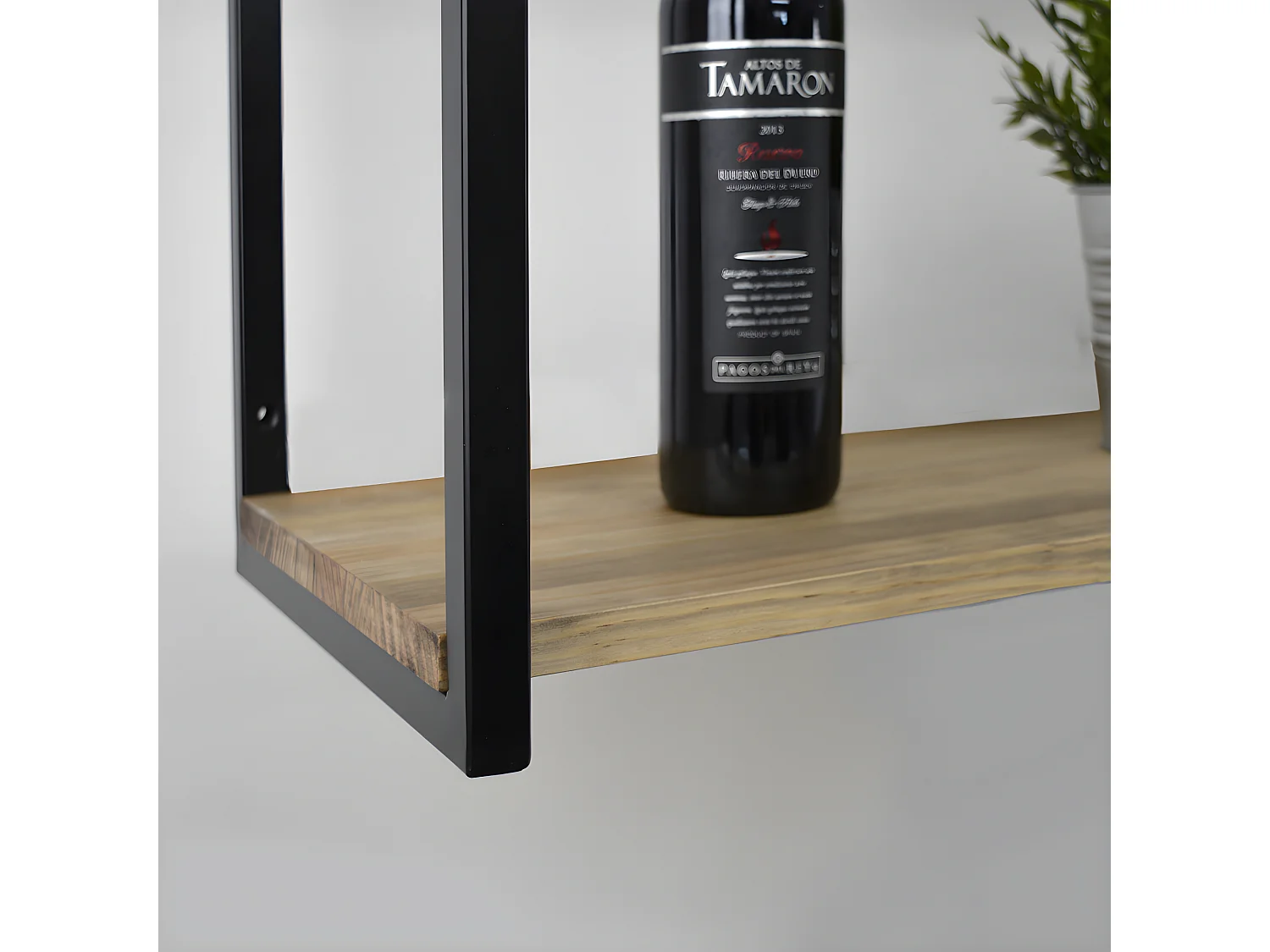 Estantería colgante iCub 2 Estantes 2 Marcos 100x30x47cm Negro en madera maciza de pino acabado vintage estilo industrial Box Furniture