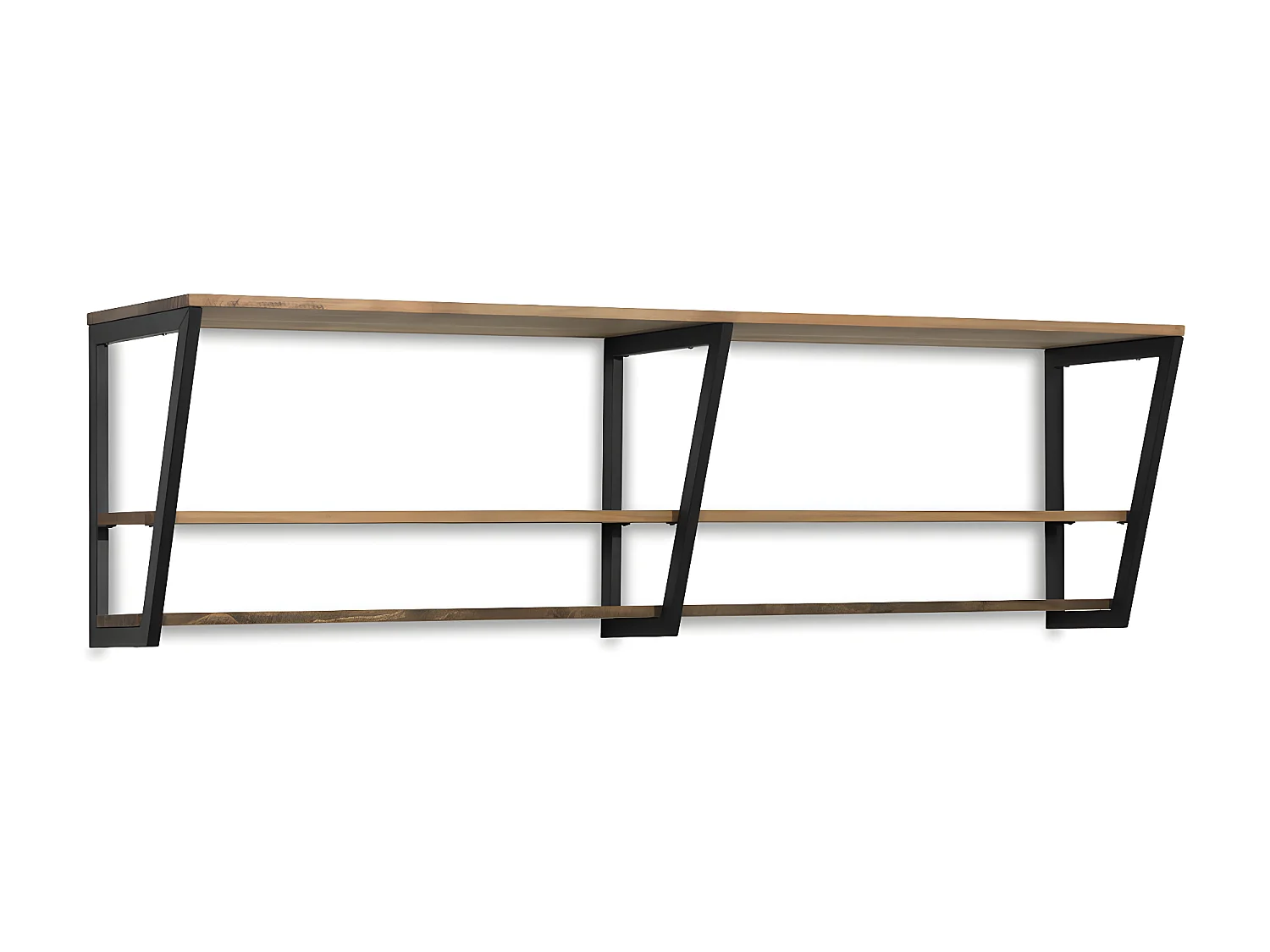 Estante poligonal descendente 2 quadros 120x35x47cm Preto Box Furniture