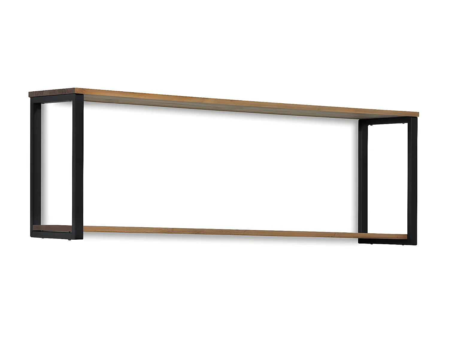 Estantería colgante iCub Big Wood 2 Estantes 2 Marcos 120x30x47cm Negro en madera maciza de pino acabado vintage estilo industrial Box Furniture