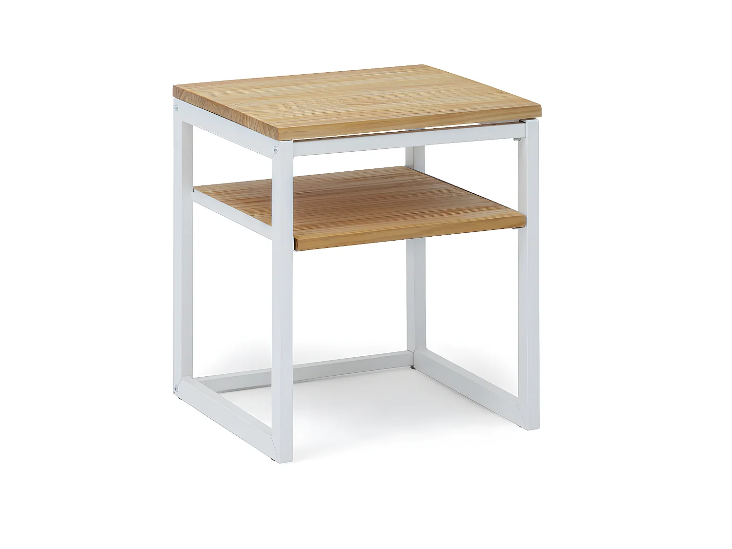 Table de chevet Icub3 avec étagère style scandinave 40x40x47cm Blanc