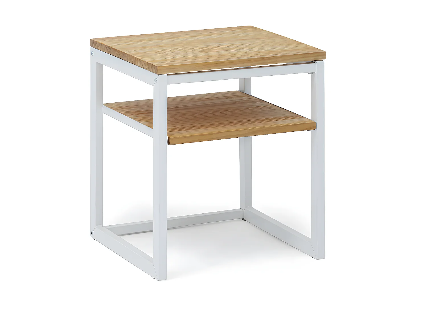 Table de chevet Icub3 avec étagère style scandinave 40x40x47cm Blanc