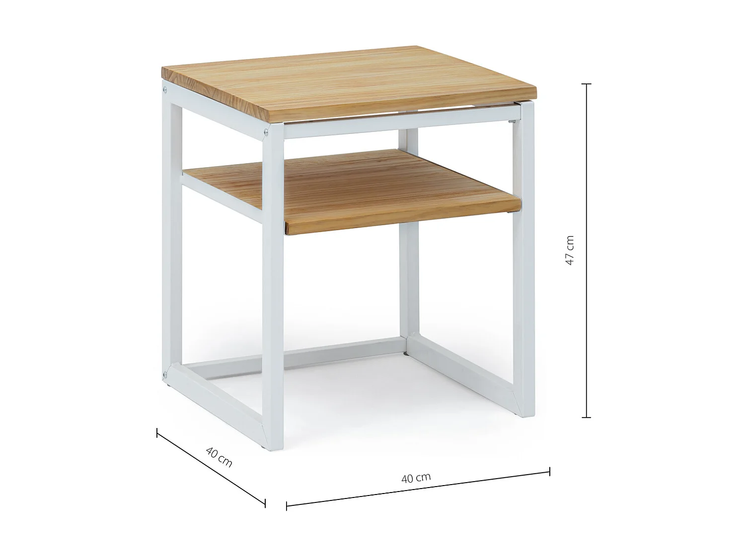 Table de chevet Icub3 avec étagère style scandinave 40x40x47cm Blanc