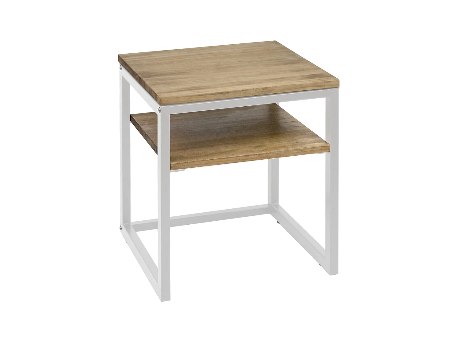 Table de chevet ECO Three avec étagère industriel vintage 40x40x45cm Blanc
