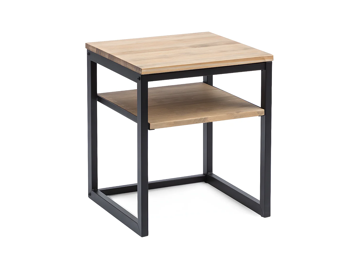 Table de chevet Icub3 avec étagère industriel vintage 40x40x45cm Noir
