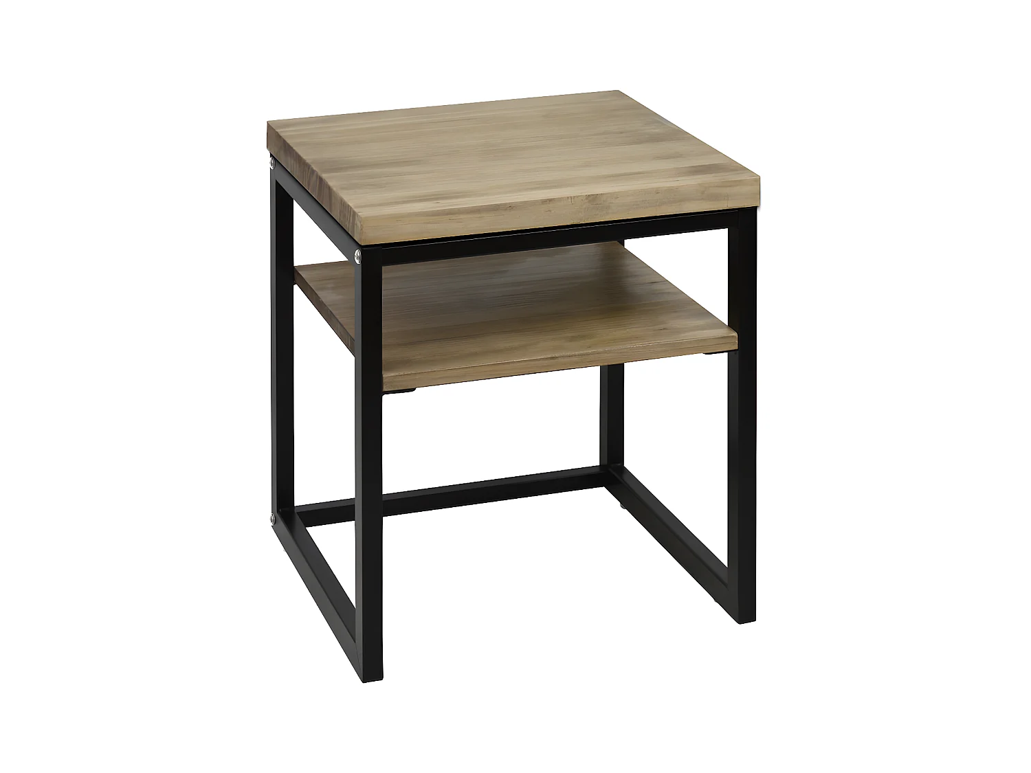 Table de chevet ECO Three avec étagère industriel vintage 40x40x45cm Noir