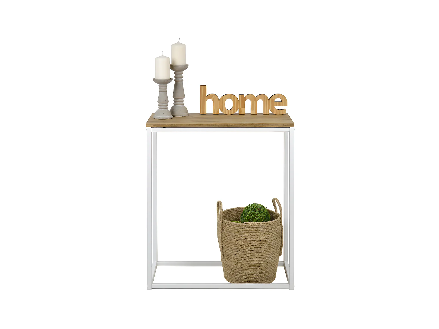 Table d'entree-console Icub industriel vintage 35x70x82h cm Blanc