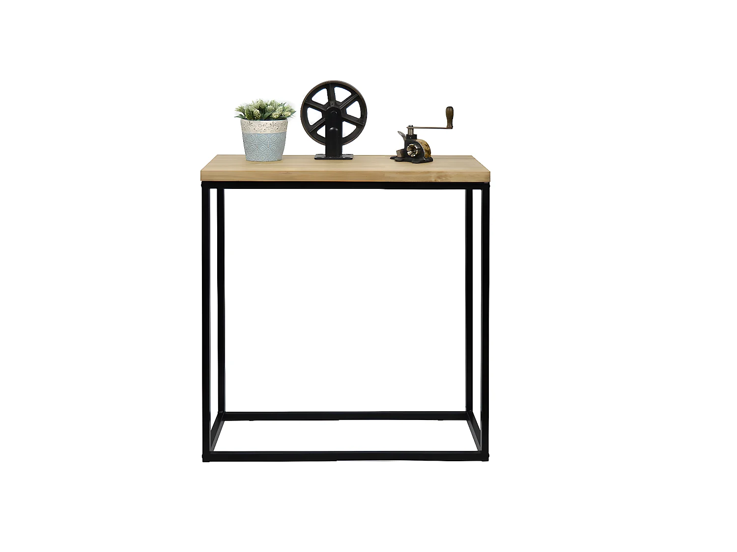 Table d'entree-console Icub industriel vintage 35x70x82h cm 30mm Noir