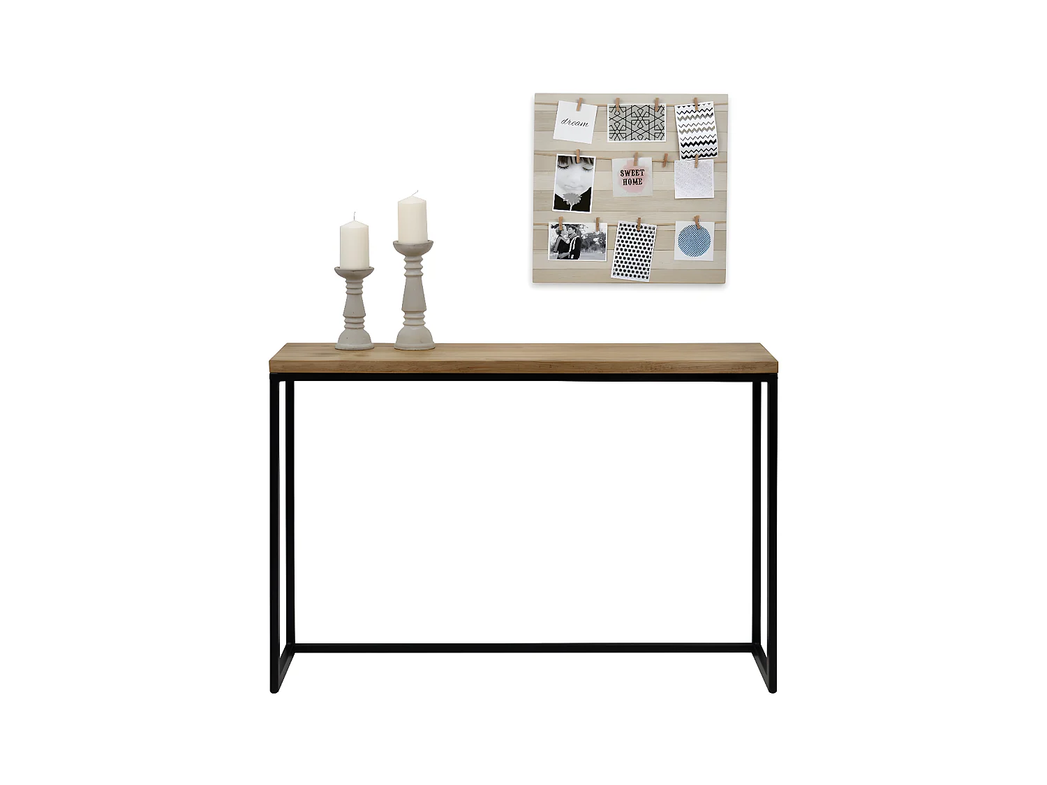 Table d'entree – Console Icub - industriel vintage 30x100x80cm Noir