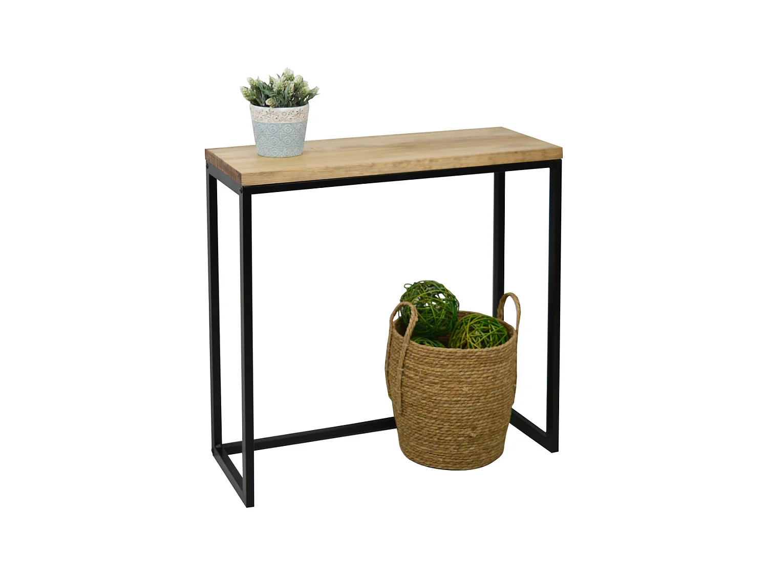 Table d'entree – Console Icub - industriel vintage 30x80x80cm Noir