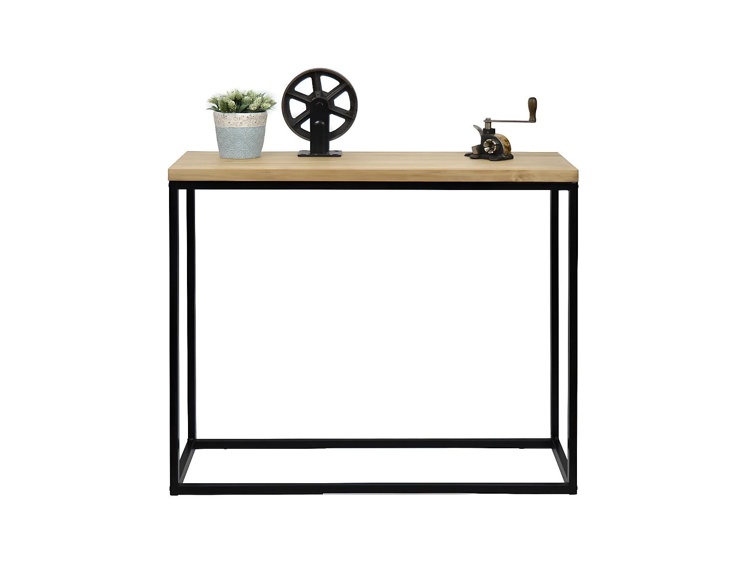 Table d'entree-console Icub industriel vintage 35x100x82h cm 30mm Noir