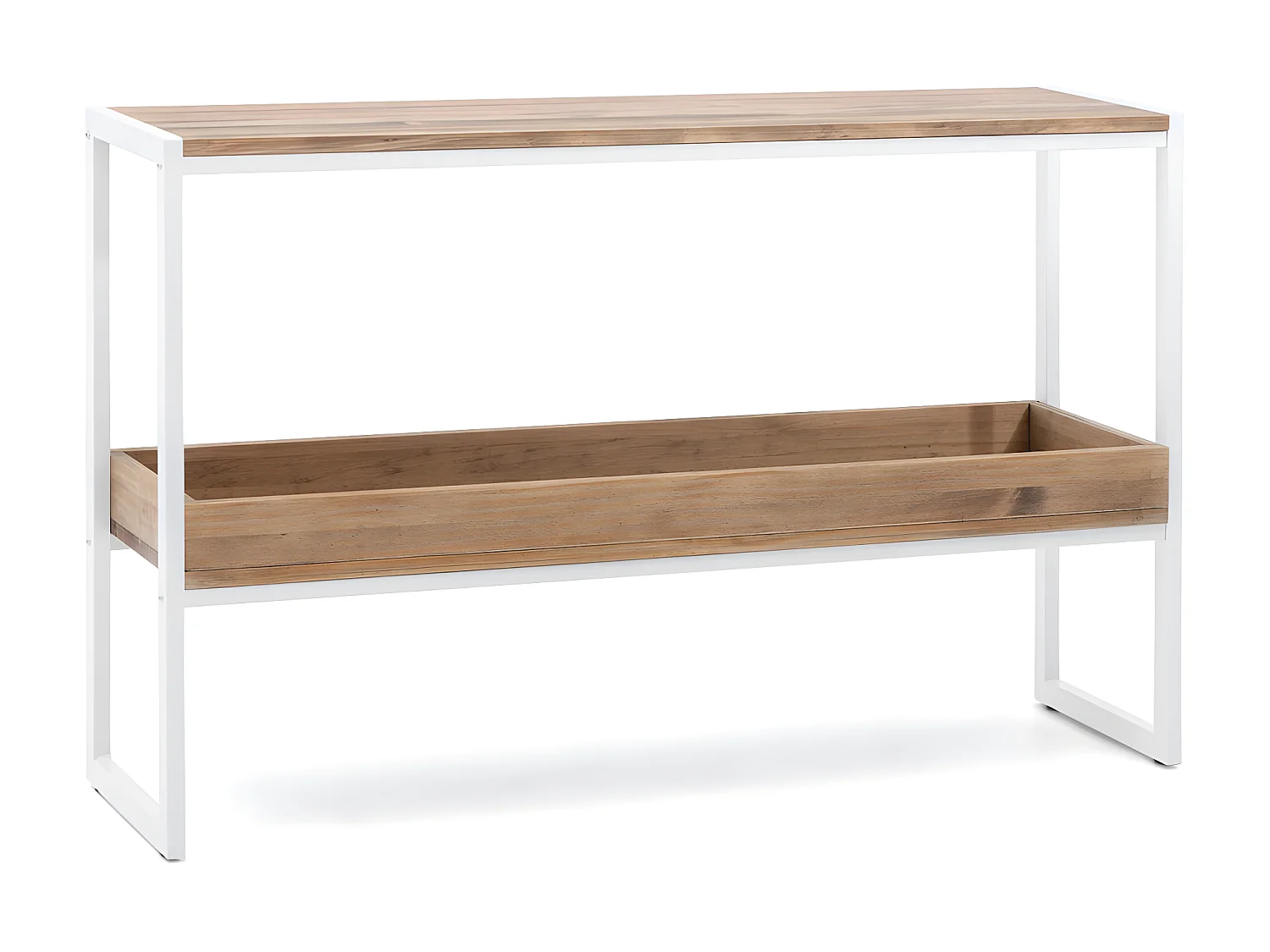 Mesa Consola Icub con bandeja 32x120x75cm  Branco – madeira envelhida