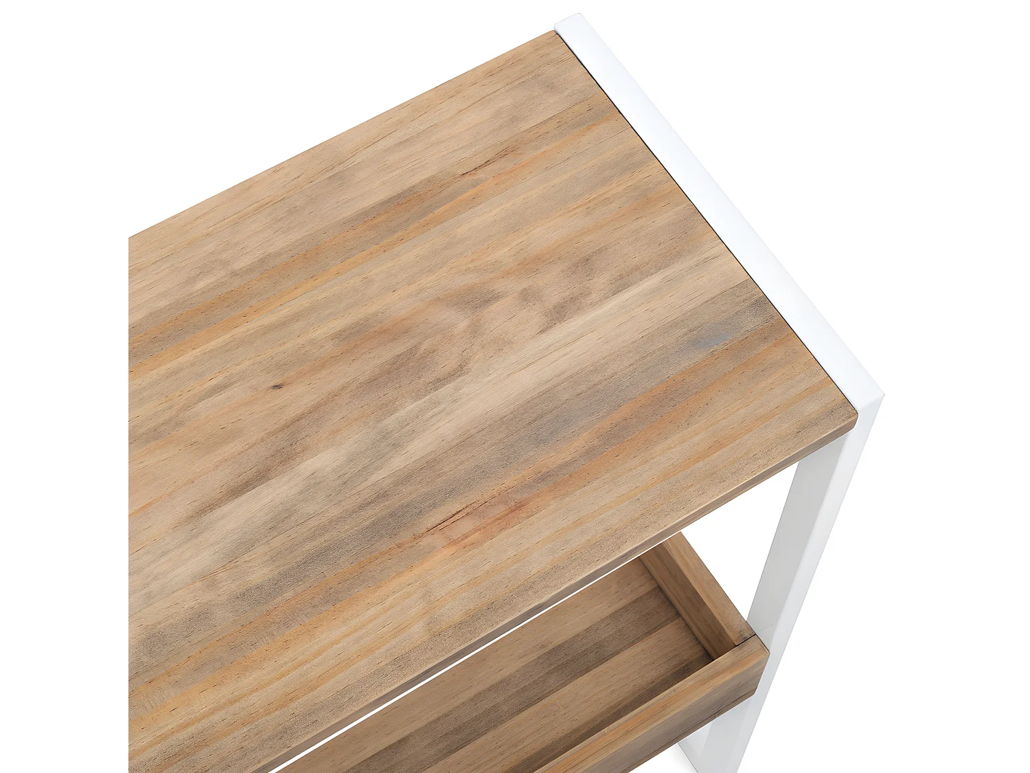 Mesa Consola Icub con bandeja 32x120x75cm  Branco – madeira envelhida