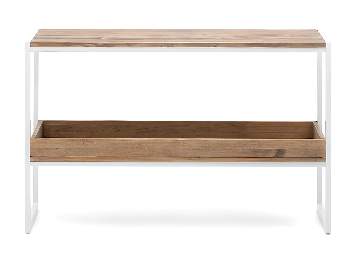 Mesa Consola Icub con bandeja 32x120x75cm  Branco – madeira envelhida