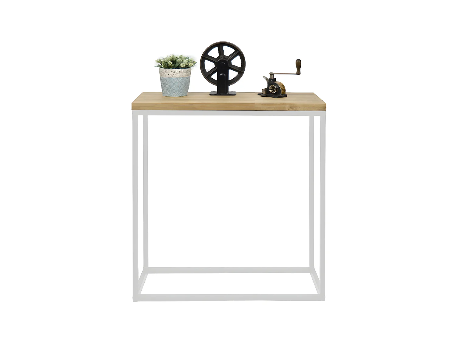 Table d'entree-console Icub industriel vintage 35x70x82h cm 30mm Blanc