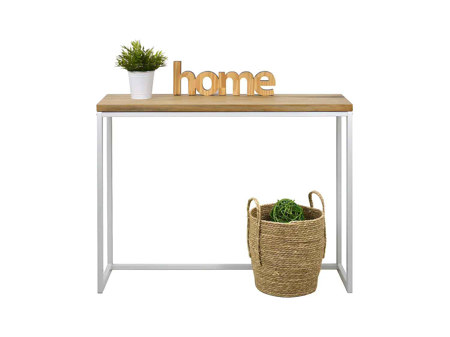 Table d'entree – Console Icub - industriel vintage 30x100x80cm Blanc