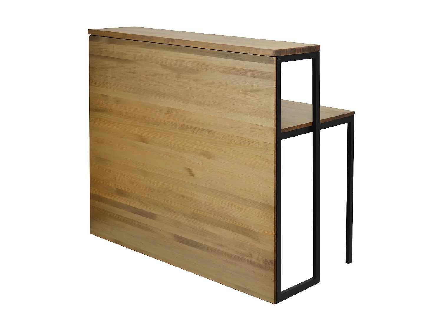Mostrador iCub con mesa 60x120x110cm Negro en madera maciza de pino acabado vintage estilo industrial Box Furniture