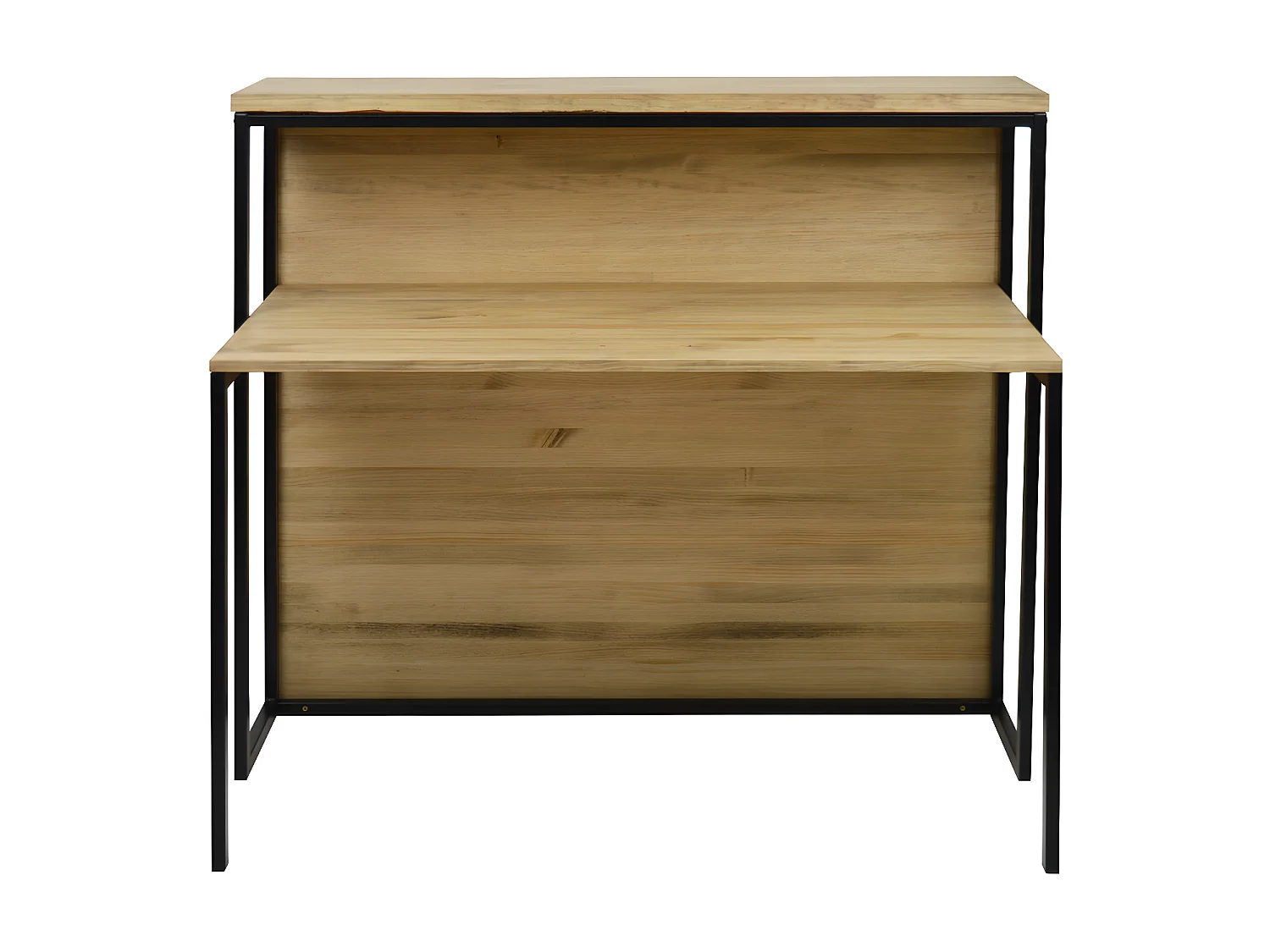 Mostrador iCub con mesa 60x120x110cm Negro en madera maciza de pino acabado vintage estilo industrial Box Furniture