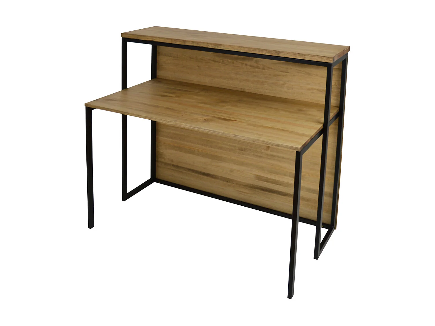Mostrador iCub con mesa 60x120x110cm Negro en madera maciza de pino acabado vintage estilo industrial Box Furniture